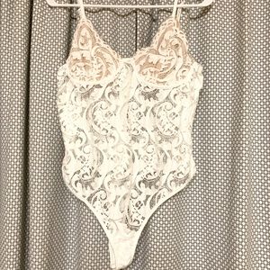 Fashion Nova White Lace Bodysuit